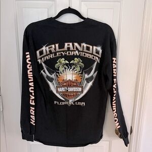 Harley-Davidson Black and Orange Long Sleeve Tee